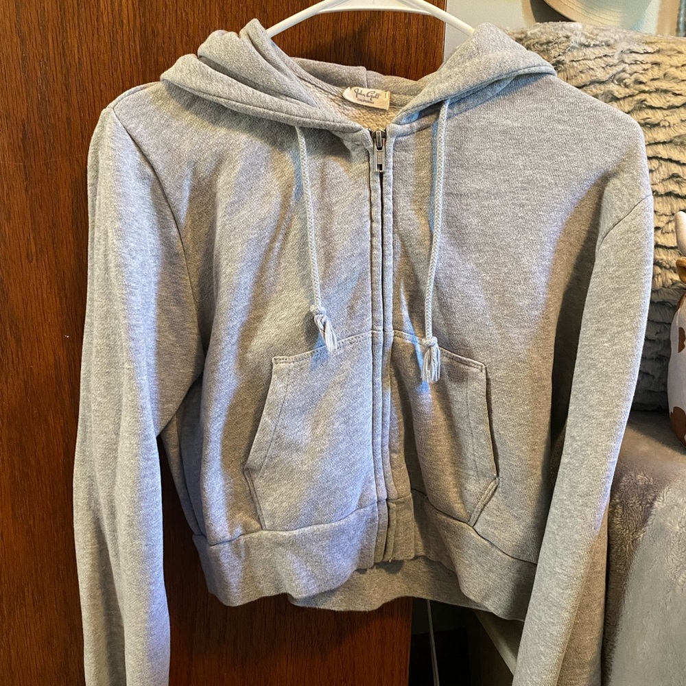 Brandy Melville Heather Gray Zip-Up Jacket